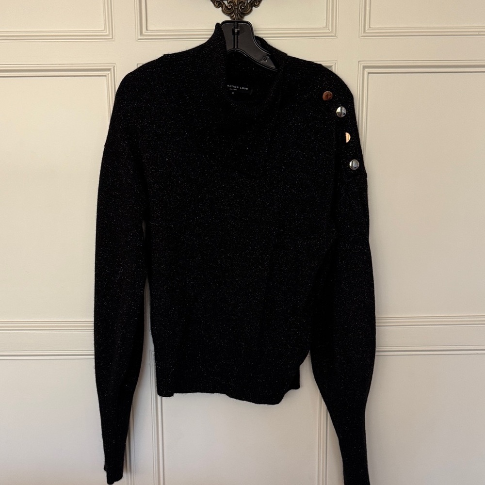 Generation Love Black Sweater with Button Detail